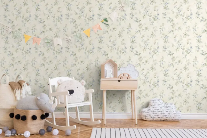 SK Filson Blue Floral Wallpaper - Image 3