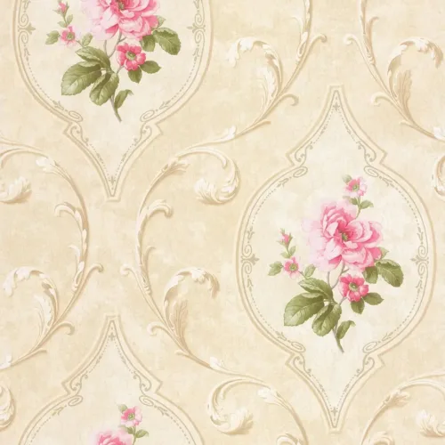 SK Filson Beige & Pink Floral Wallpaper