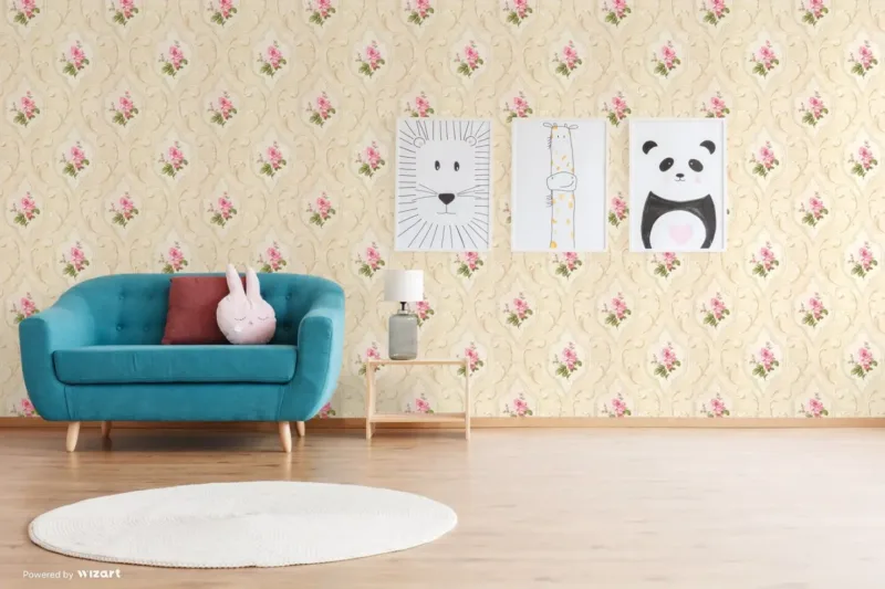 SK Filson Beige & Pink Floral Wallpaper