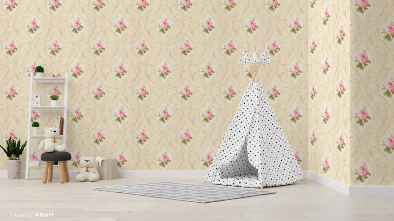 SK Filson Beige & Pink Floral Wallpaper