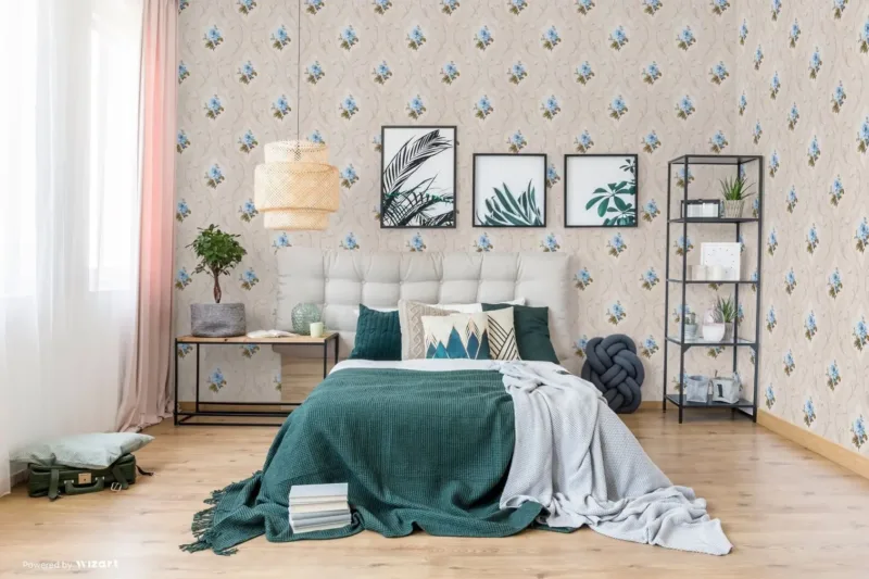 SK Filson Stone & Blue Floral Wallpaper