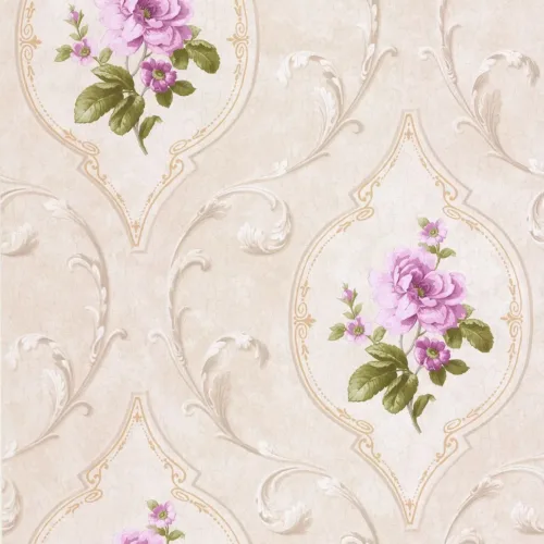 SK Filson Beige & Purple Floral Wallpaper