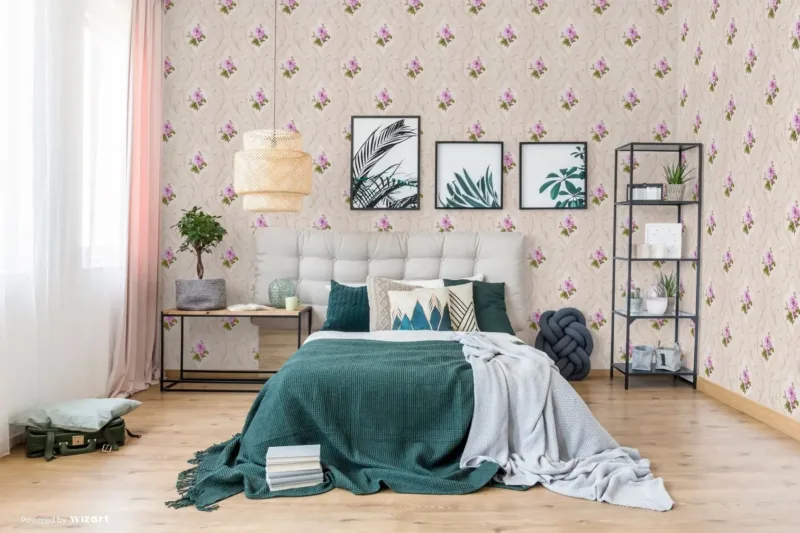 SK Filson Beige & Purple Floral Wallpaper