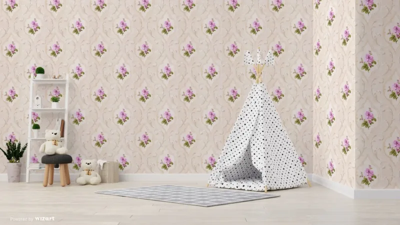 SK Filson Beige & Purple Floral Wallpaper