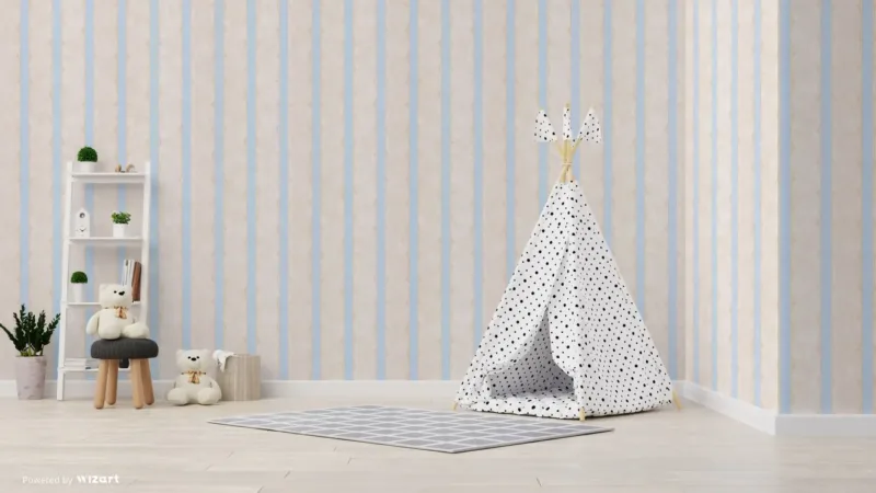 SK Filson Beige & Blue Stripe Wallpaper