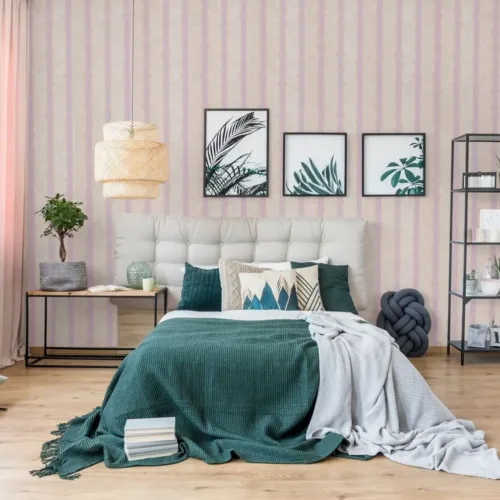 SK Filson Beige & Purple Stripe Wallpaper