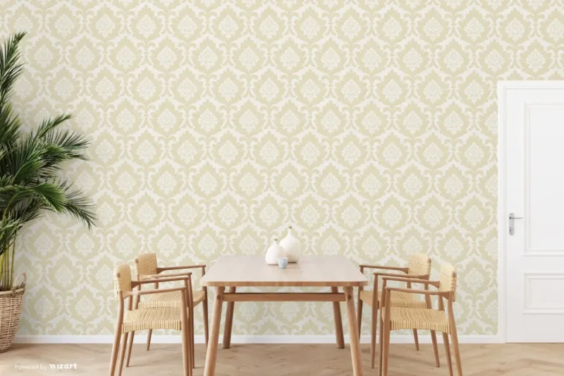 SK Filson Light Gold Damask Wallpaper - Image 2