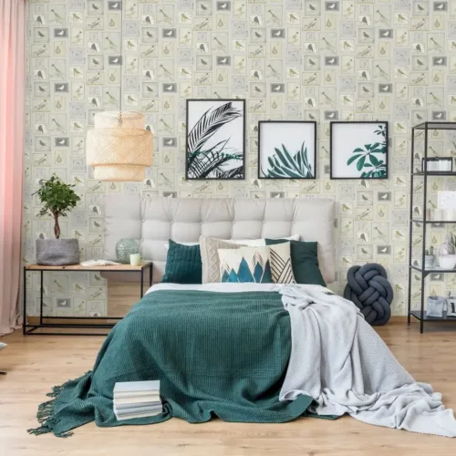 SK Filson Grey Framed Birds Wallpaper