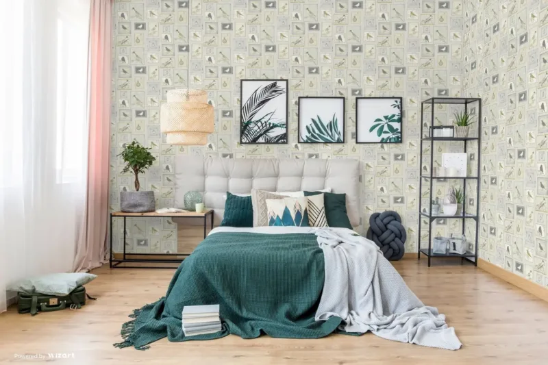 SK Filson Grey Framed Birds Wallpaper