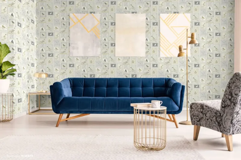 SK Filson Grey Framed Birds Wallpaper