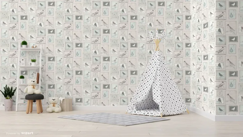 SK Filson Lilac Framed Birds Wallpaper