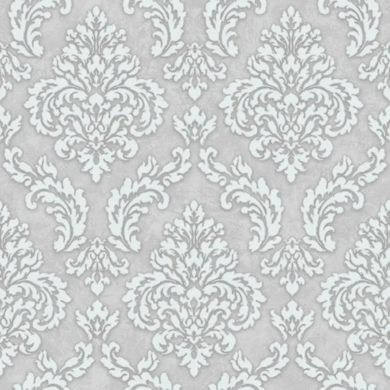 SK Filson Light Grey Sahara Damask Wallpaper