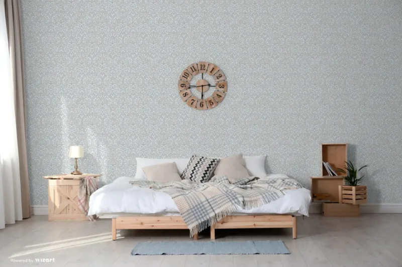 SK Filson Light Grey Sahara Damask Wallpaper