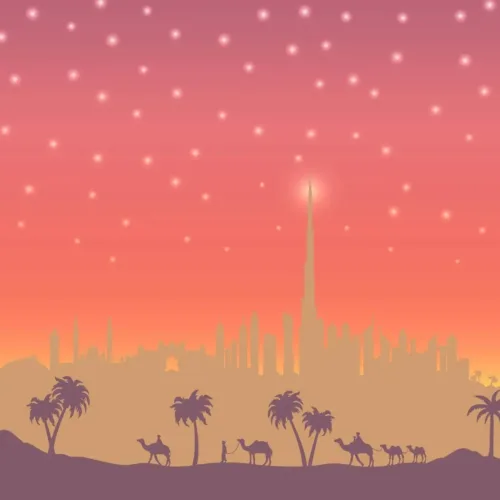 SK Filson Red Dubai Landscape Wallpaper