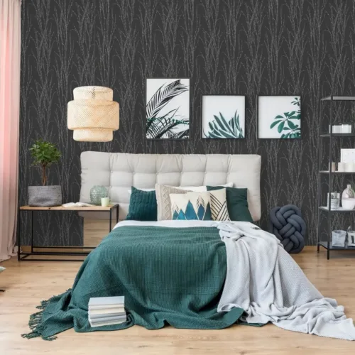 SK Filson Black Botanical Ferns Wallpaper