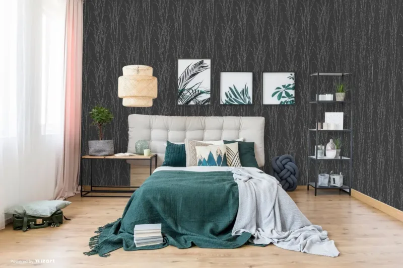 SK Filson Black Botanical Ferns Wallpaper
