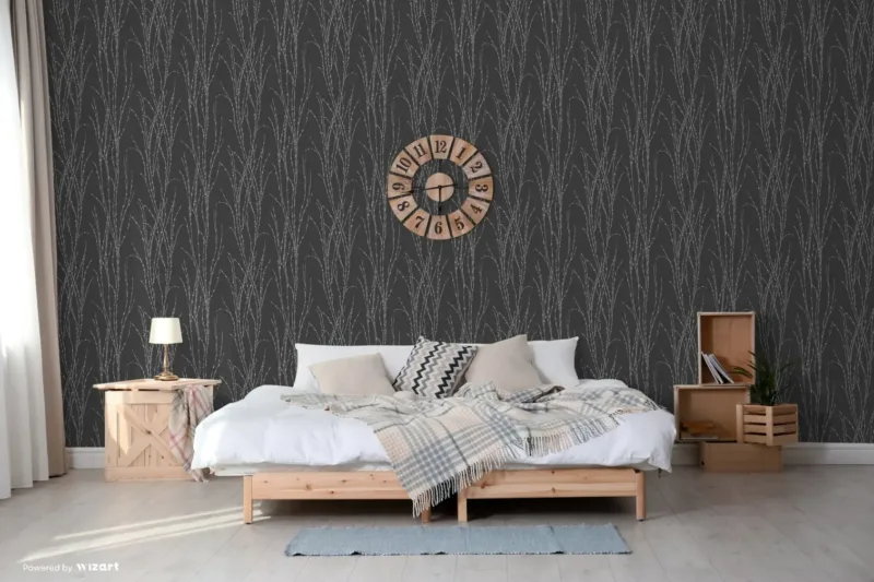 SK Filson Black Botanical Ferns Wallpaper