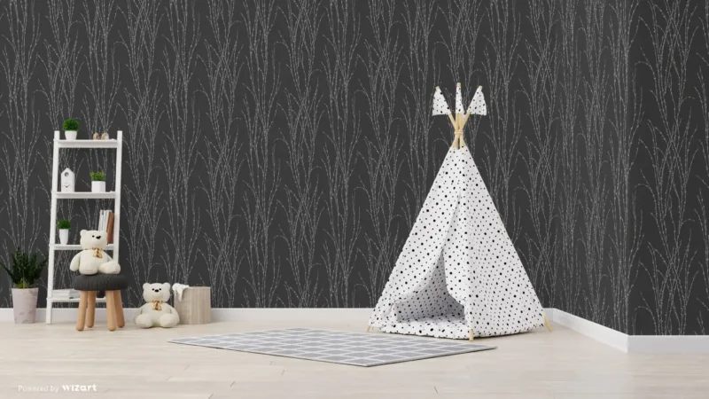 SK Filson Black Botanical Ferns Wallpaper