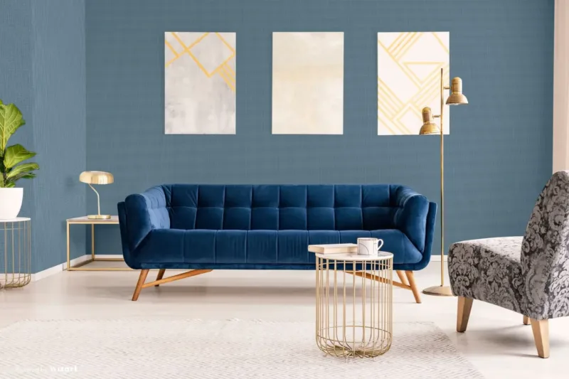 SK Filson Navy Blue Linen Plain Wallpaper
