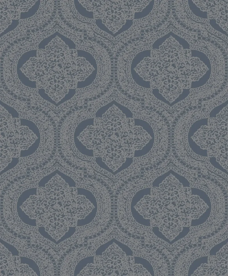 SK Filson Dark Blue Damask Wallpaper